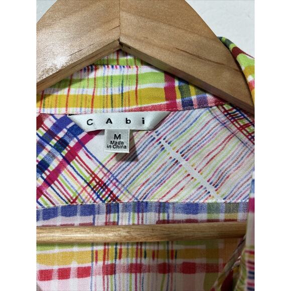 CAbi 797 Cirque Plaid Button Down Long Sleeve Shirt Womens Blouse Rayon Medium - Picture 2 of 9